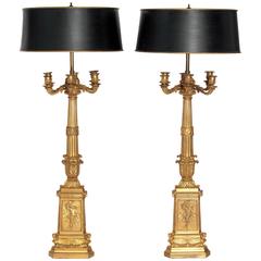 Pair of French Empire Period Candelabra Converted into Lamps 6