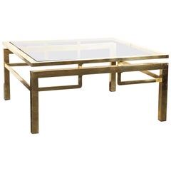 20th Century Smoked Glass and Brass Cocktail Table