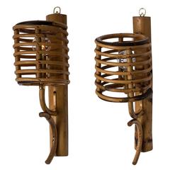 Pair of Unusual Petite Bamboo Sconces 11