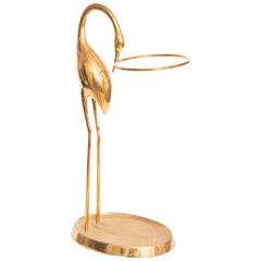 Brass Sculptured Heron Form Umbrella Stand