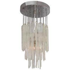 Glass Icicle Chandelier with Chrome Detail 3