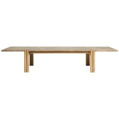 CA21S Contemporary Handcrafted Minimalist Modern Marble and Oak Coffee Table