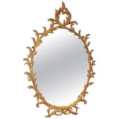 Fine Mid-18th Century Chippendale Period Giltwood Oval Mirror 3