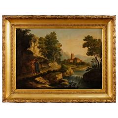 18th Century Italian Painting Landscape with Characters 11