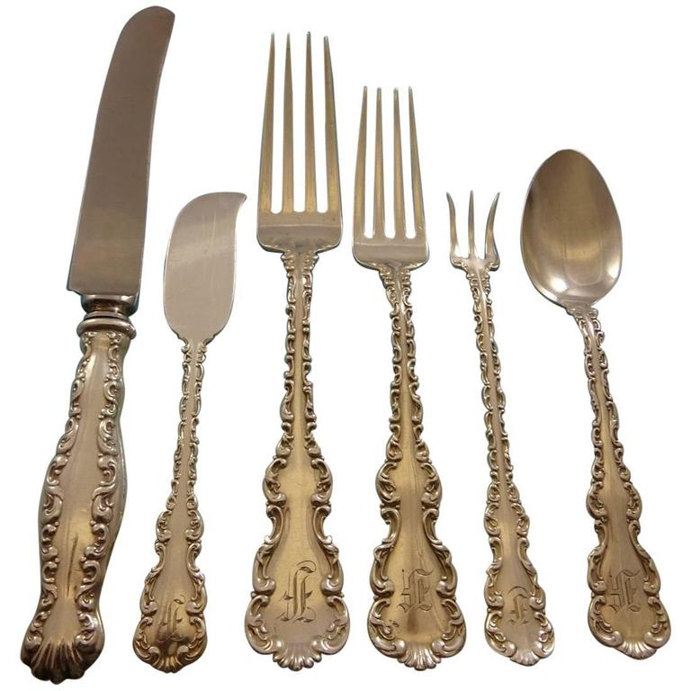 Louis XV by Whiting Sterling Silver Flatware Set for Eight Service 90