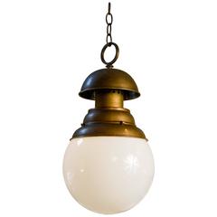 Vintage Italian Milk Glass and Bronze Lantern, circa 1970 9