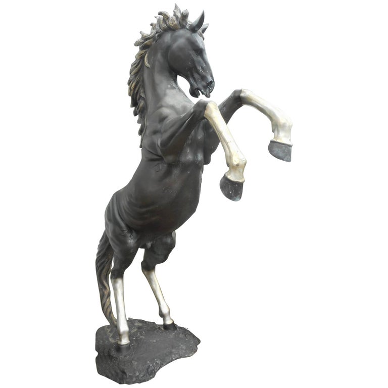 Massive Bronze Horse Statue on Its Hind Legs For Sale at 1stdibs