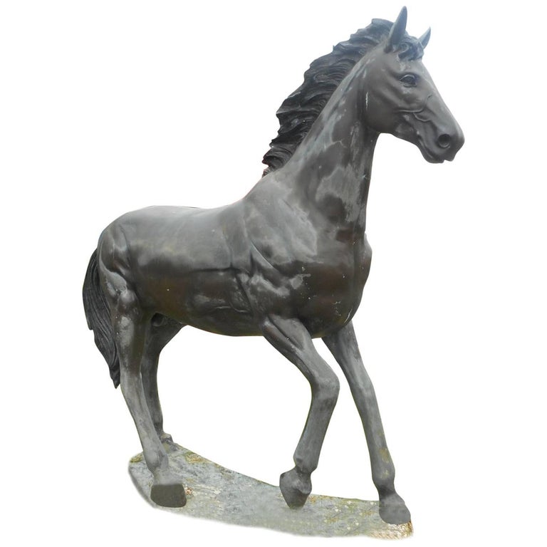 Impressive Life Size Bronze Horse Statue For Sale at 1stdibs