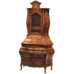 Italian Rococo Style Walnut Secretary Cabinet