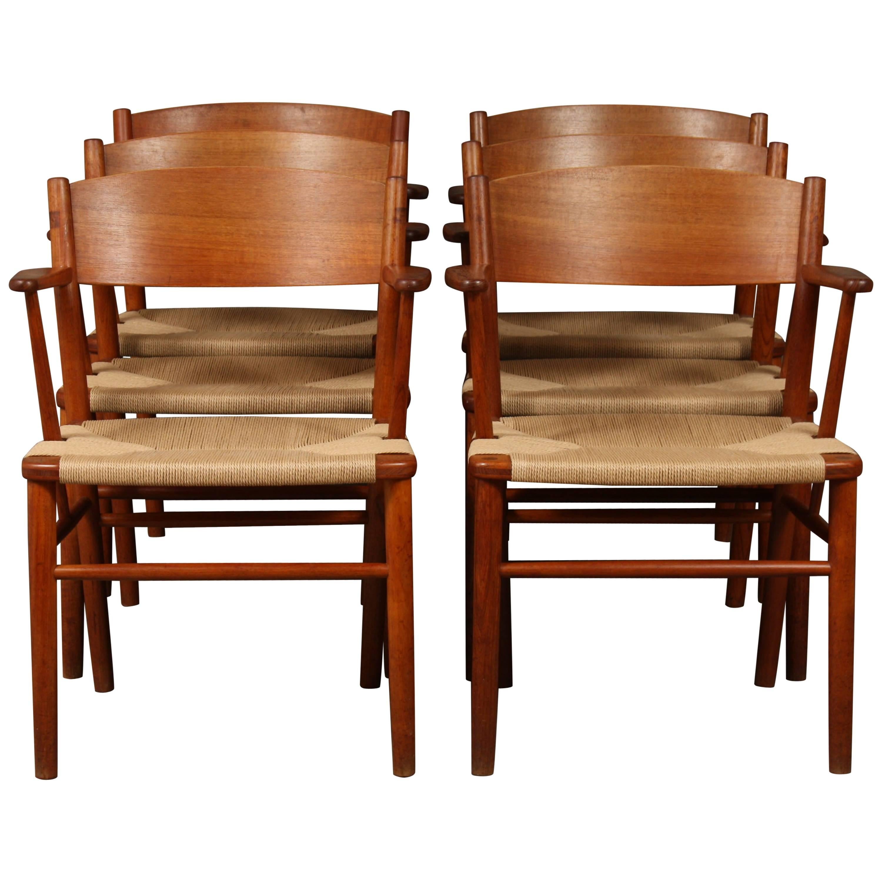 Børge Mogensen Model 538 Dining Chair Teak, Restored with New Woven Seats
