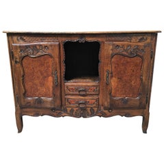 19th Century Rustic Buffet with Burl Wood Panels
