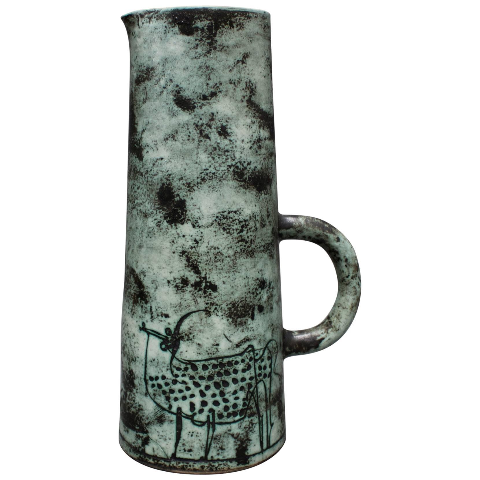 Ceramic Pitcher by Jacques Blin, Vallauris, France, circa 1950s - 60s
