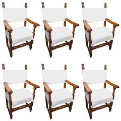 19th Century Antique Italian Tuscan Set of Six Armchairs 3