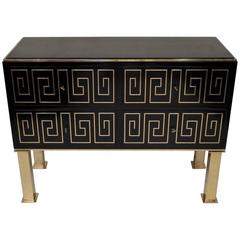 Black Lacquered and Brass Inlays, Chest of Drawers, Italy, Mid-Century 11