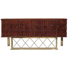 1940 Cherrywood and Brass Italian Art Deco Sideboard