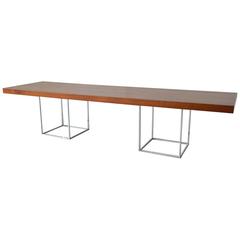 Custom-Made Walnut and Chrome Cube Base Coffee Table, 1967 6