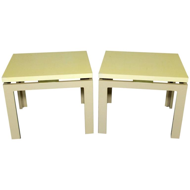 Pair of Modern, circa 1970s OffWhite Lacquered Parsons Side Tables at 1stDibs