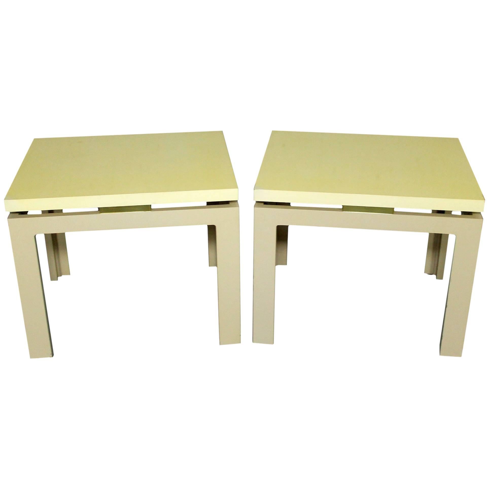 Pair of Modern, circa 1970s Off-White Lacquered Parsons Side Tables