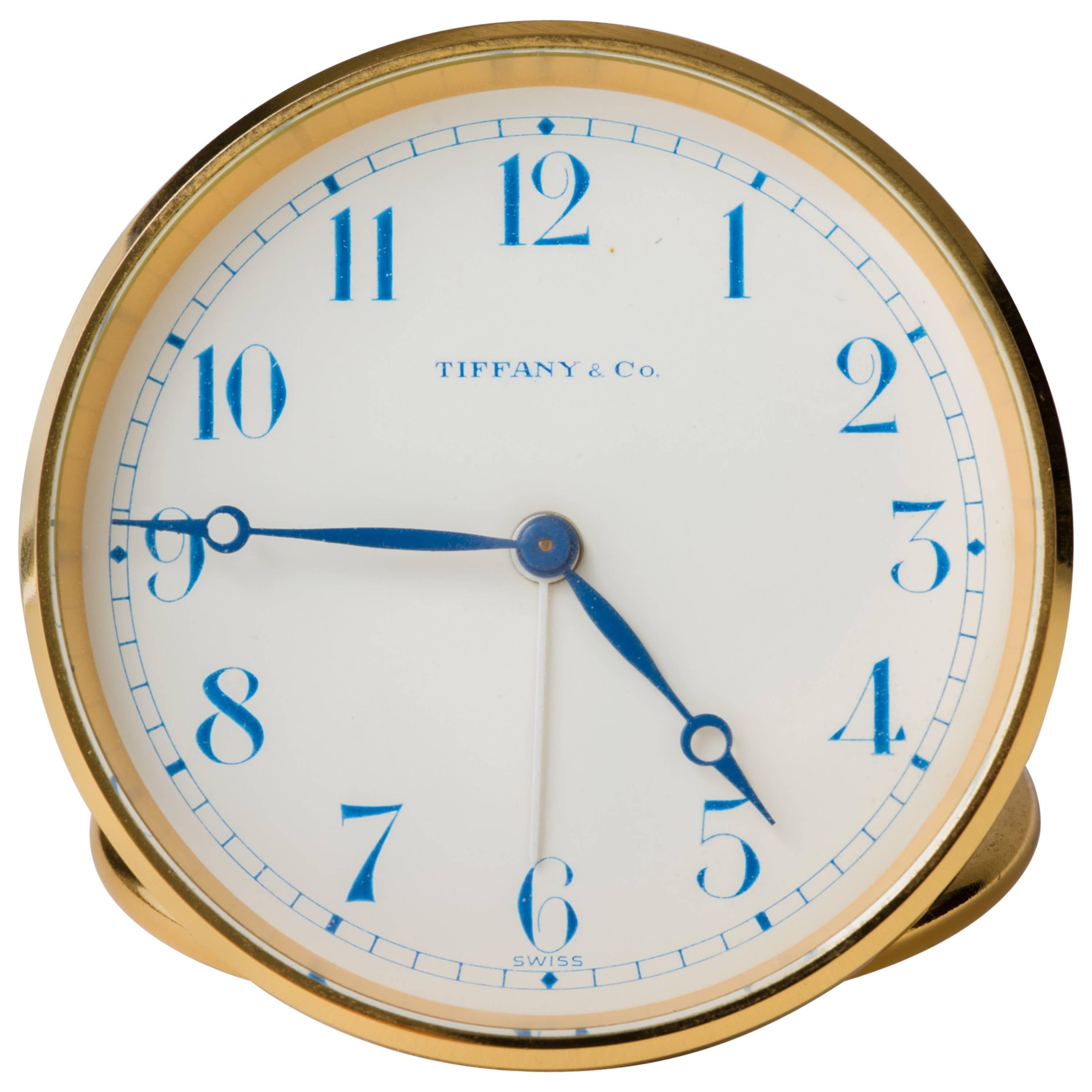 Tiffany Swiss Travel Clock with Leather Case