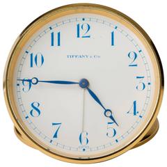 Retro Tiffany Swiss Travel Clock with Leather Case