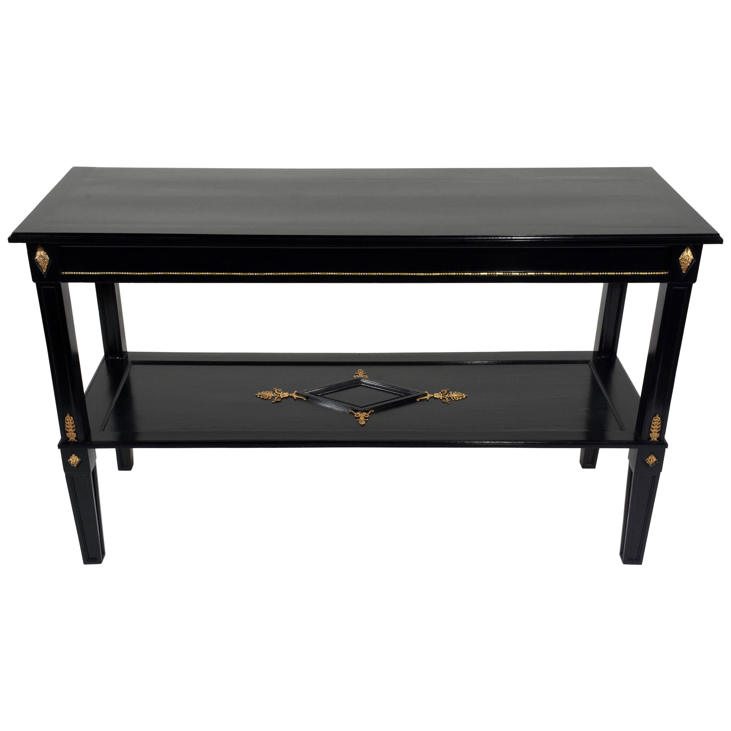 French Louis XVI-Style Ebonized Console Table