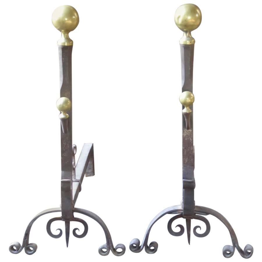 19th Century French Napoleon III Firedogs or Andirons For Sale
