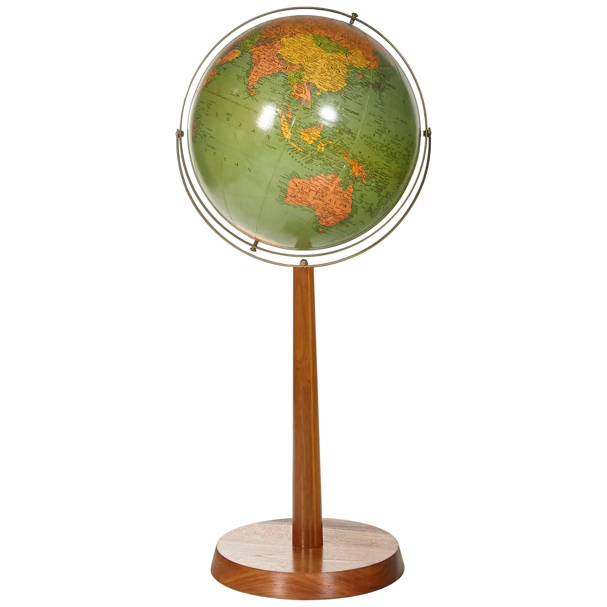 Replogle Floor World Library Globe with a Walnut Base For Sale