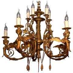 19th Century, Antique Classicist Ceiling Lamp Chandelier in the Empire Style