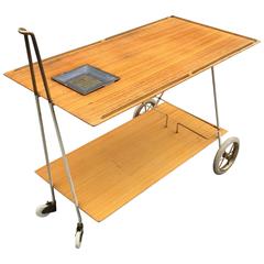Rosewood, Brass and Lacquered Metal Trolley, circa 1960