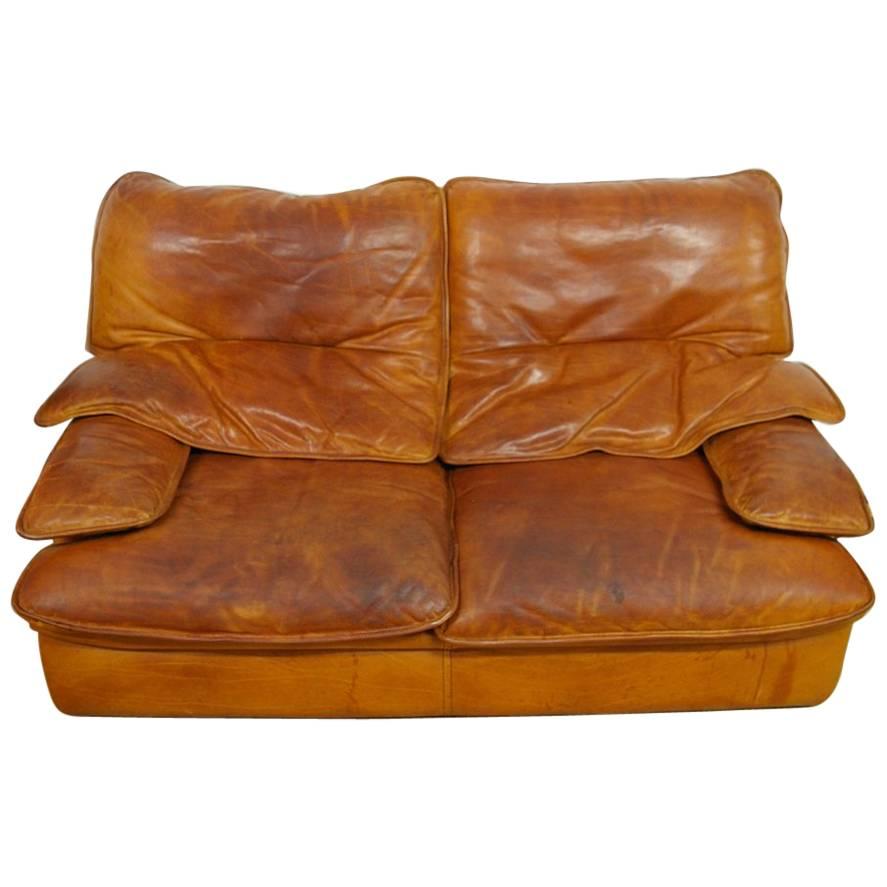 French Leather Design Sofa from circa 1970-1980