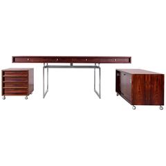 Rosewood Desk with Chest and Sideboard by Bodil Kjaer, Denmark, 1960s