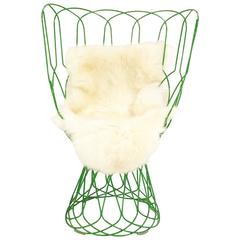 Patricia Urquiola Green Re-Trouve Highback Chair with Sheepskin 1