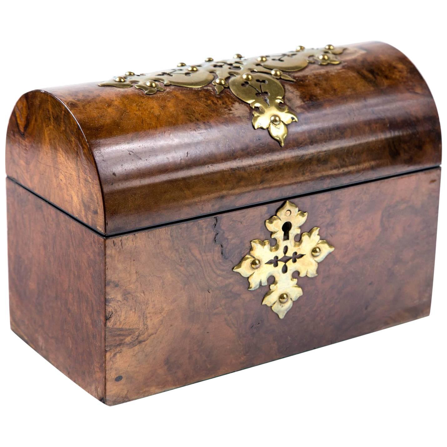 Simpson & Co. English 1850 Burl Walnut Dome Keepsake/Letter/Memory/Treasure Box