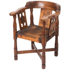 Robert Mouseman Thompson carved oak "Monk" chair, England circa 1930