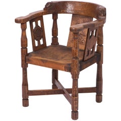 Robert Mouseman Thompson carved oak "Monk" chair, England circa 1930