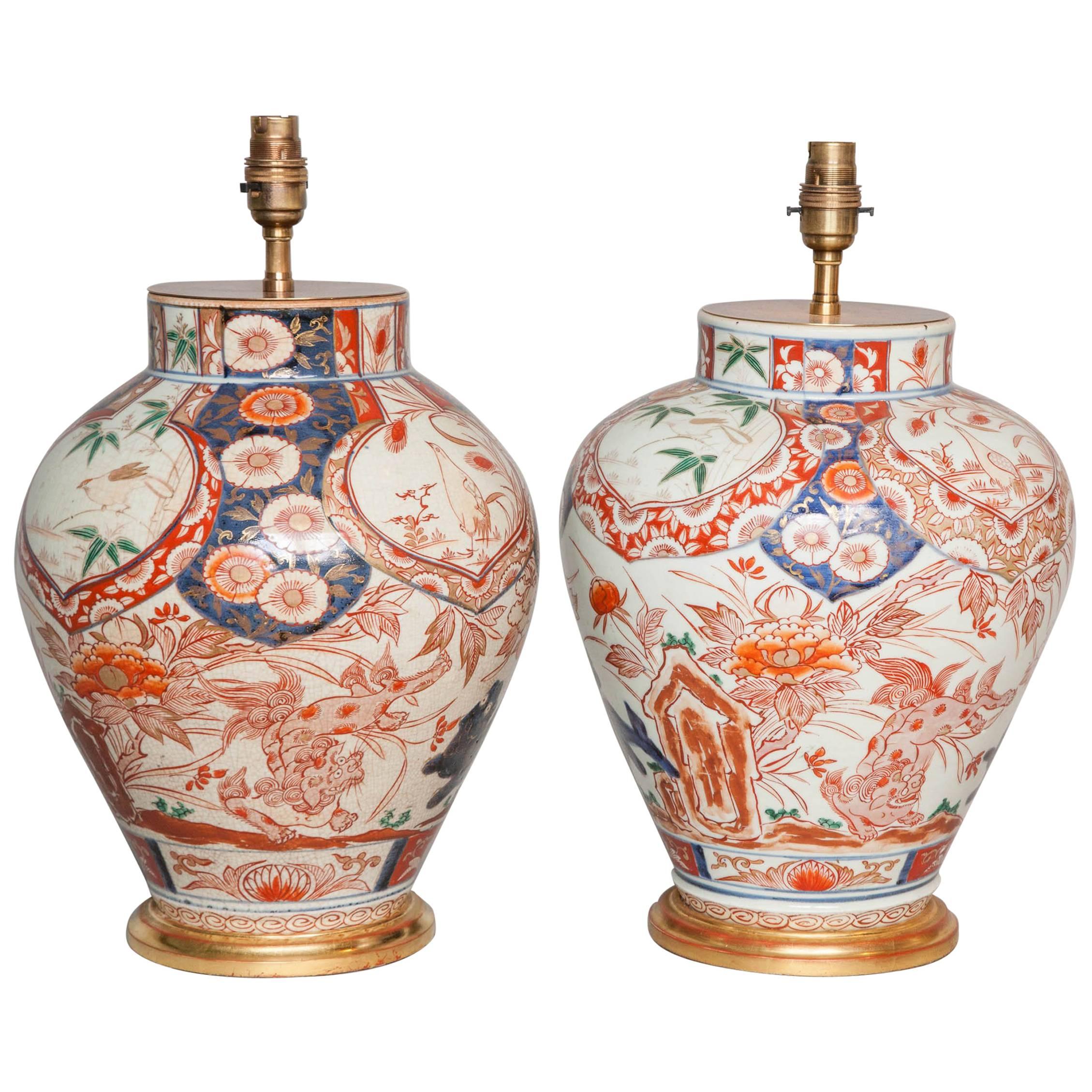Pair of 17th Century Japanese Imari Vases as Table Lamps, circa 1680