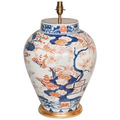 Large Blue and White Japanese Porcelain Vase as a Lamp, Early 18th Century