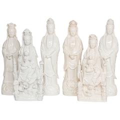 Late 17th Century Group of Large Blanc de Chine Guanyin, White Porcelain