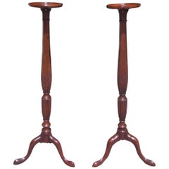 Pair of English Chippendale Mahogany Carved Wheat Torchiers, Circa 1770