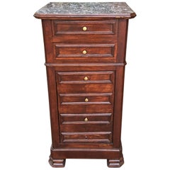 Antique French Two-Drawer over a False Four-Drawer Door Nightstand, 19th Century
