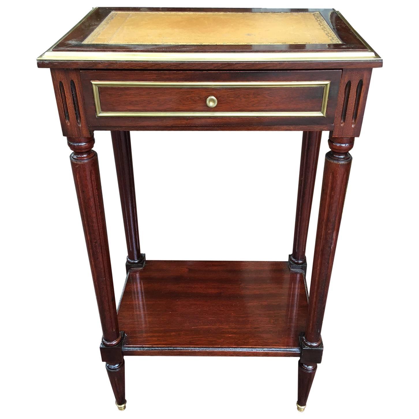 French Directoire Style Side or End Table with a Leather Top, Late 19th Century