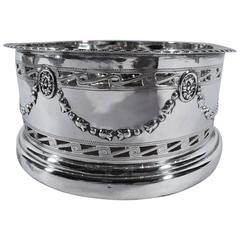English Edwardian Regency Revival Sterling Silver Wine Bottle Coaster 11