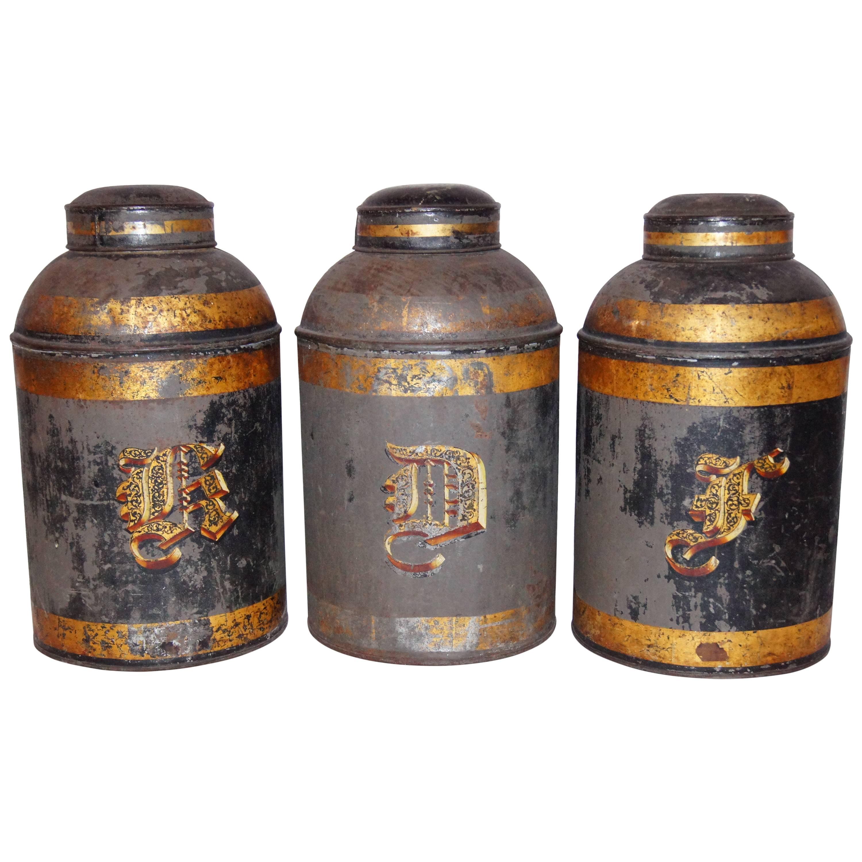 Gilt Tole Tea Canisters For Sale