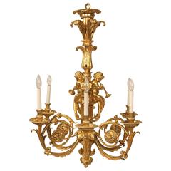 Exceptional Late 19th Century Gilt Bronze Chandelier by Henry Dasson