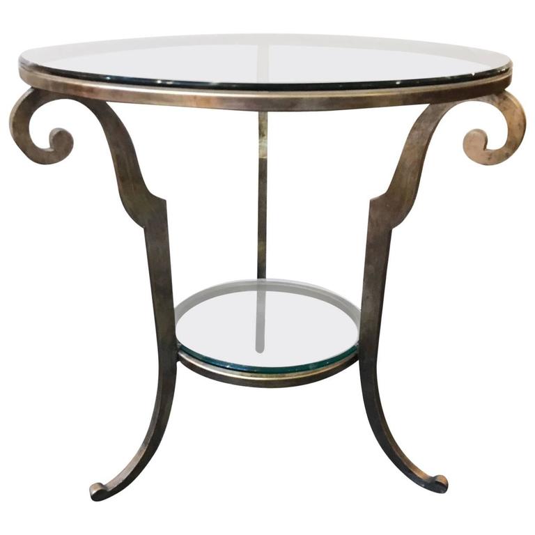 Silver Gilt Steel and Glass Tiered Table For Sale at 1stDibs