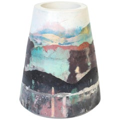 Vesta Concrete Vase in Detritus Pattern, Handmade Organic Modern Vessel In Stock