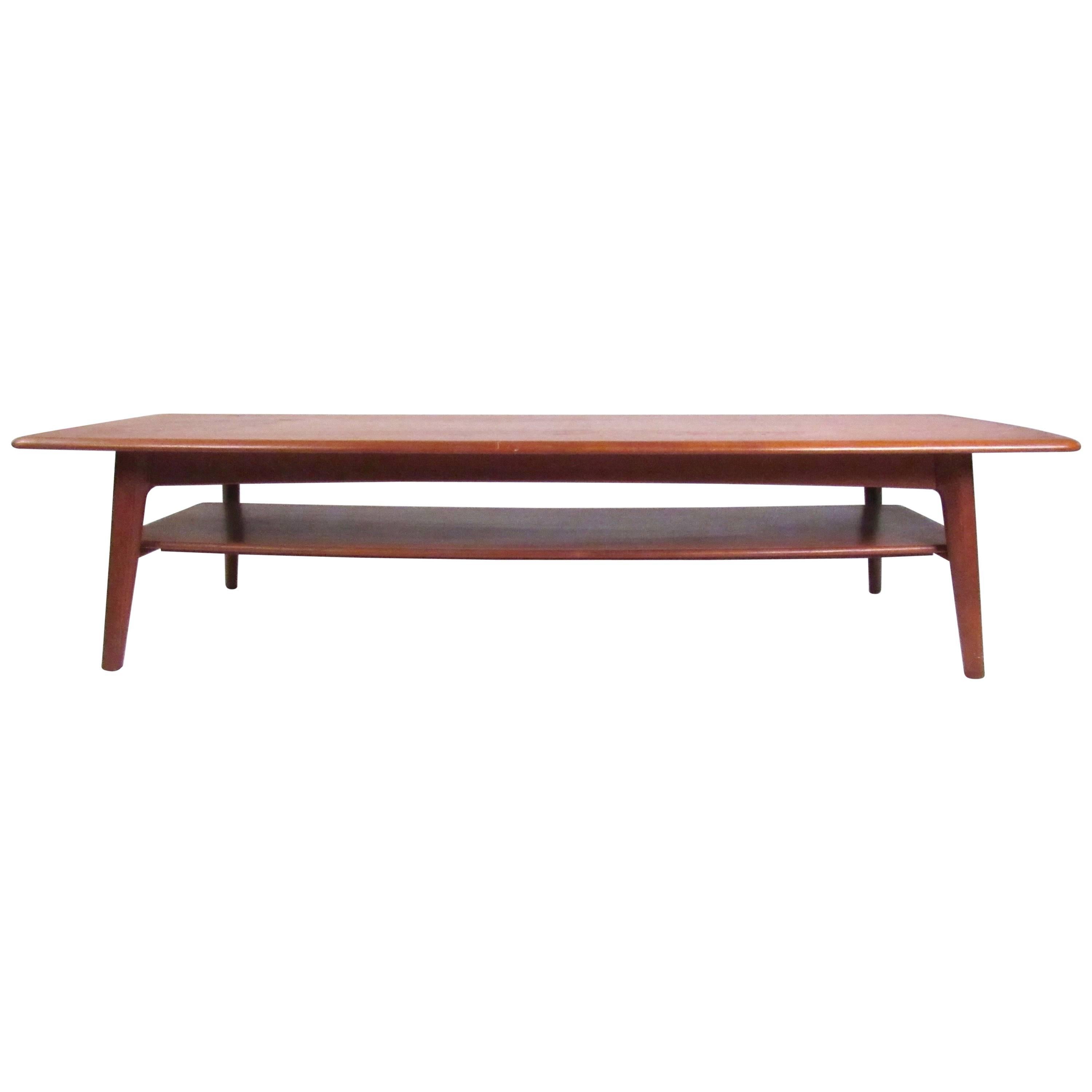 Long Danish Modern Two-Tier Coffee Table For Sale