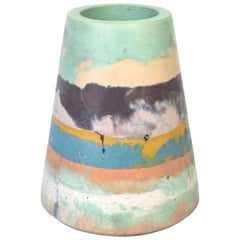 Vesta II Concrete Vase in Detritus Pattern, Handmade Organic Modern Vessel 6