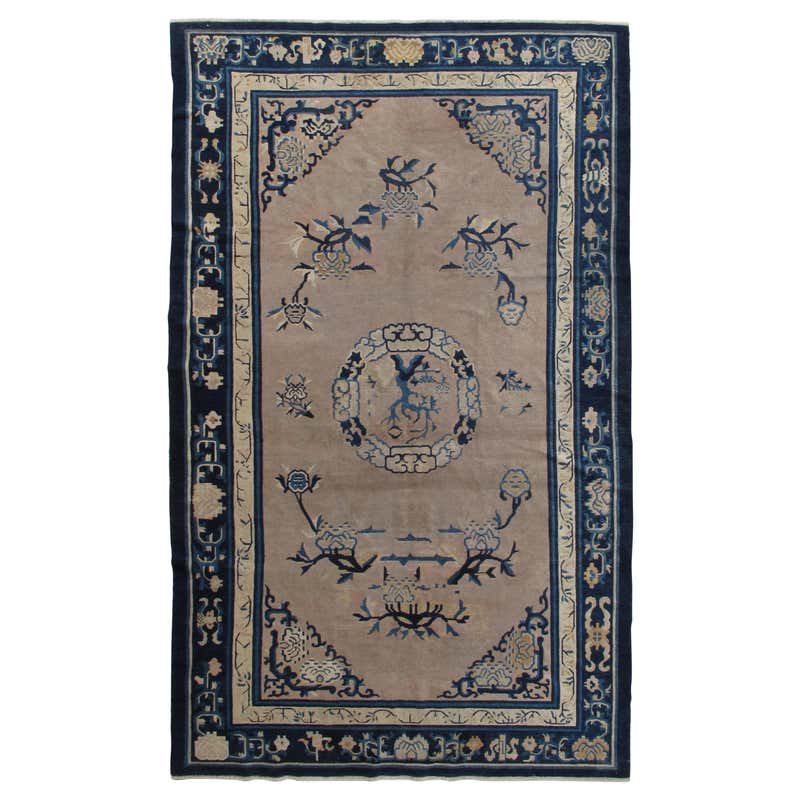 Chinese Blue and White Rug at 1stDibs