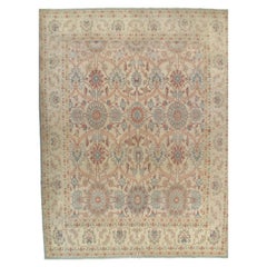 Tapis persan vintage Sultanabad, fait main, oriental, bleu clair, taupe, ivoire